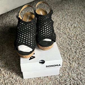 Brand new black slingback wedges